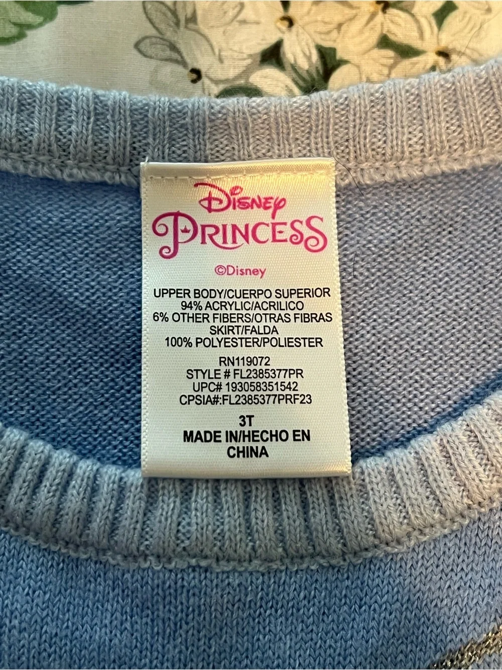 Disney Cinderella Sweater Bodice Tiered Tulle Skirt Princess Dress Toddler 3T